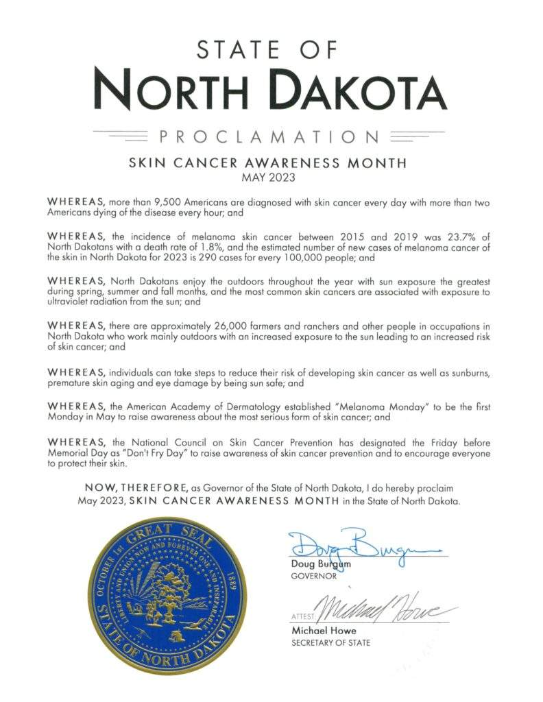 Governors Proclamation Skin Cancer Awareness Month 2023